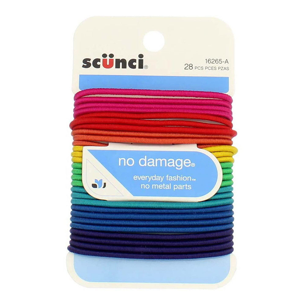 Scunci No Damage Hair Elastics, Assorted Colors, 28 Ea